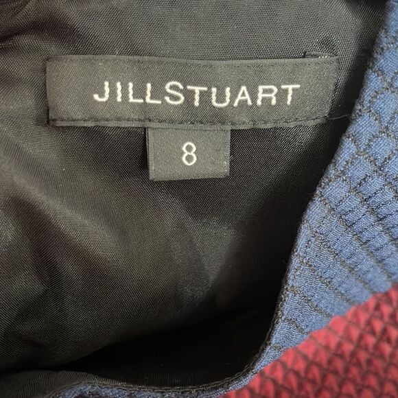 Jill Stuart Blue and Red Colorblock Pattern Waffle Shift Mini Dress Sz 8 - Picture 7 of 12